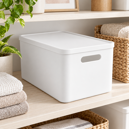 Lidded Plastic Storage Box for Home Organization